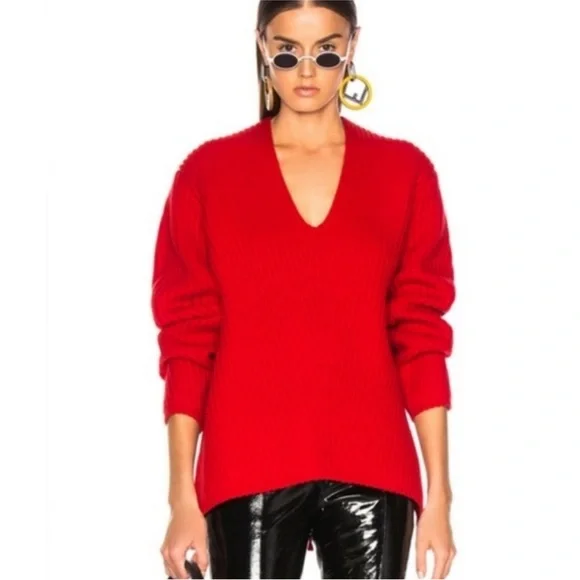 Acne Studios Deborah sweater Red V-Neck wool women's xxs oversized